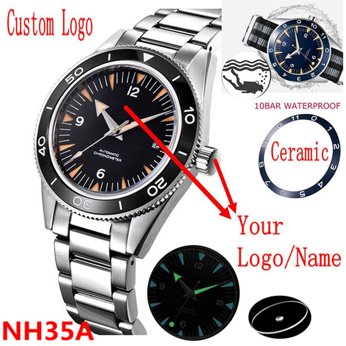 Automatic Watch Winder - Özel Logo NH35 Hareket Izle 10bar