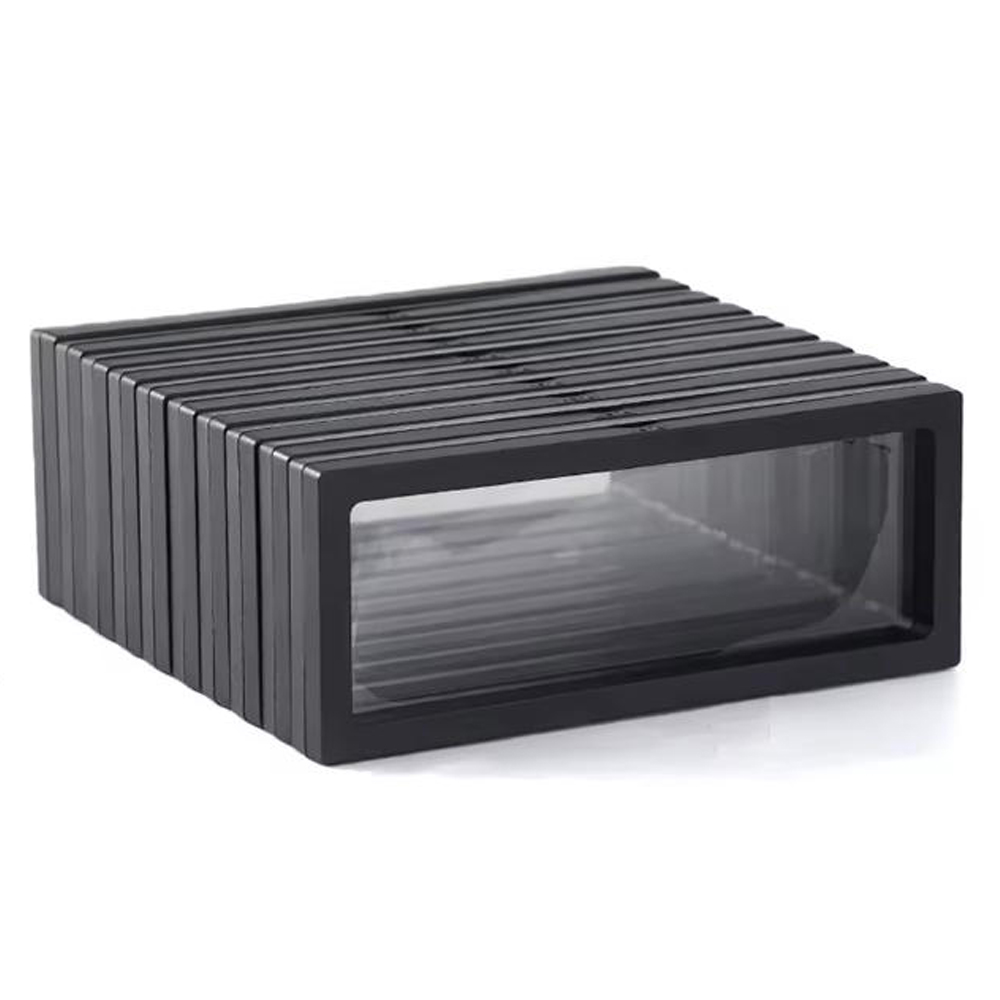 Watch Display Box - Siyah 10 adet, Şeffaf Yüzer Çerçeveli
