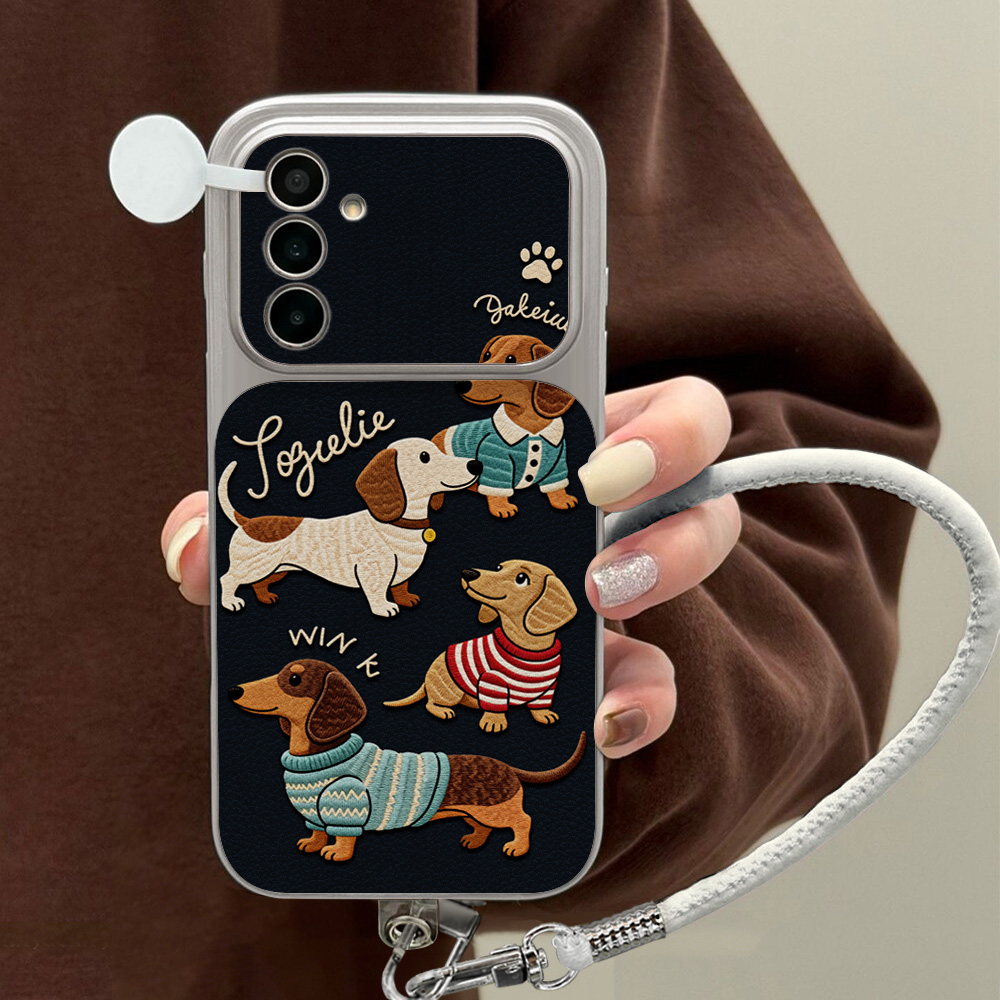 Leather Bracelet - Karikatür Dachshund Desenli Samsung A56 A55