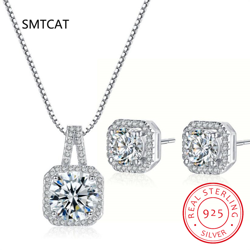 Diamond Stud Earrings - Kare Kesim Mozanit Pırlanta Takı Seti