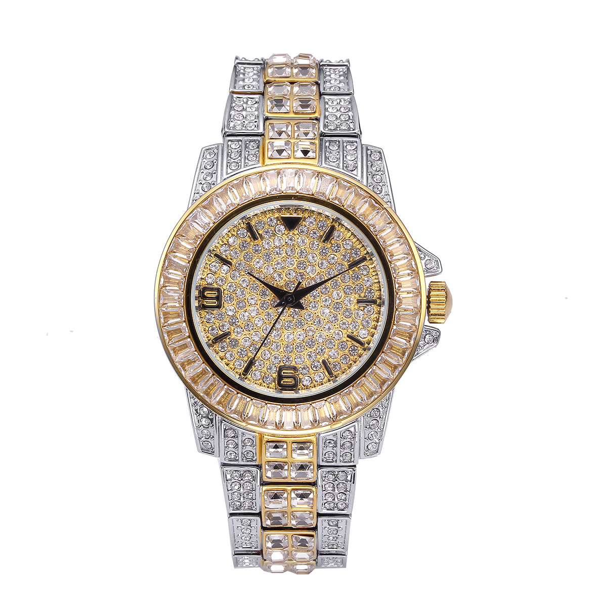Jewelry Bracelet Watches - Lüks Tam Taş Kuvars Saatler Erkekler