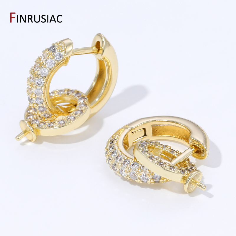 Hoop Earrings - 18 Ayar Altın Kaplama Pirinç Zirkonyum