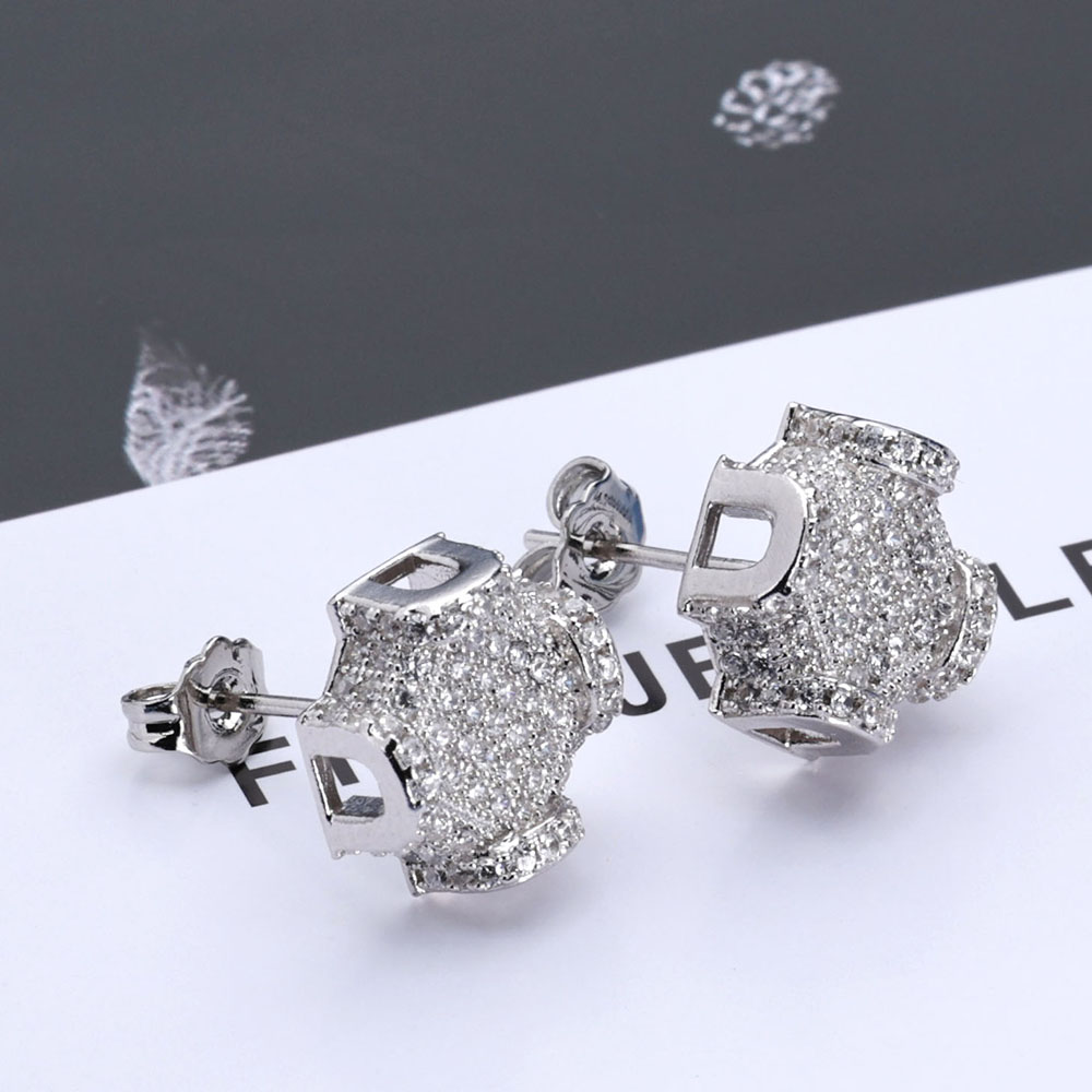 Diamond Stud Earrings - ESKEEM Güzel Takı 12mm Buzlu Out