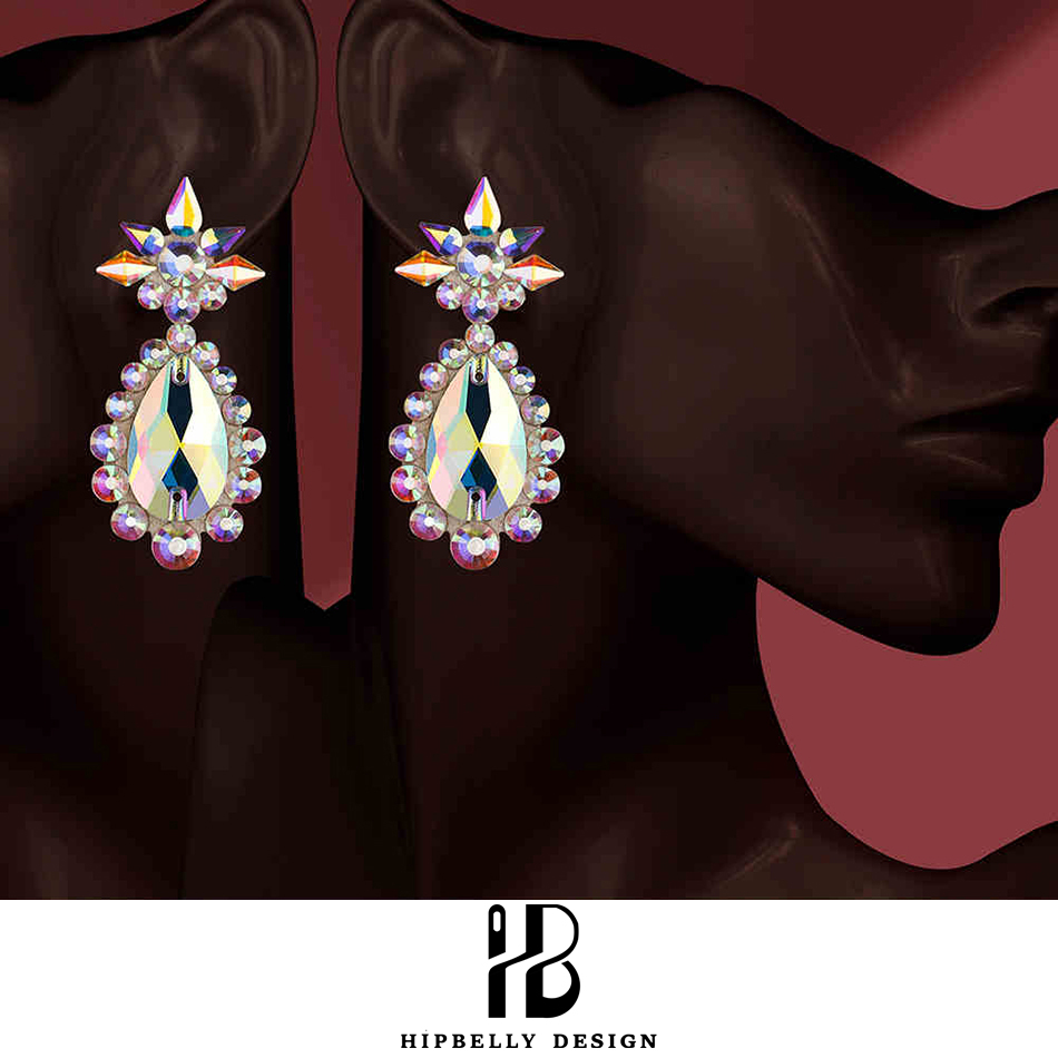 Diamond Stud Earrings - Oryantal Dans Performansı Aksesuarları Küpe Latin