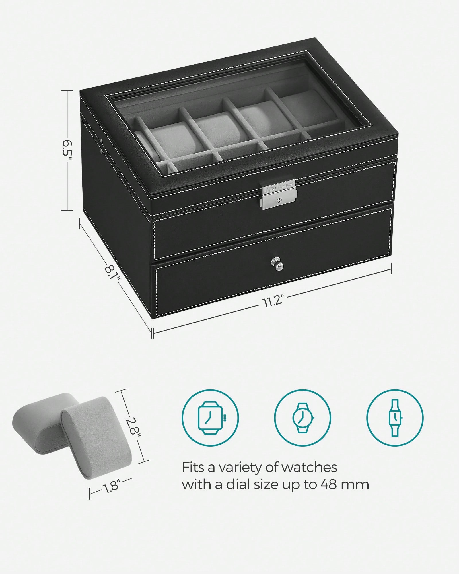 20 Bölmeli Cam Kapaklı ve Kili - Watch Display Box incelemesi ve fiyatı