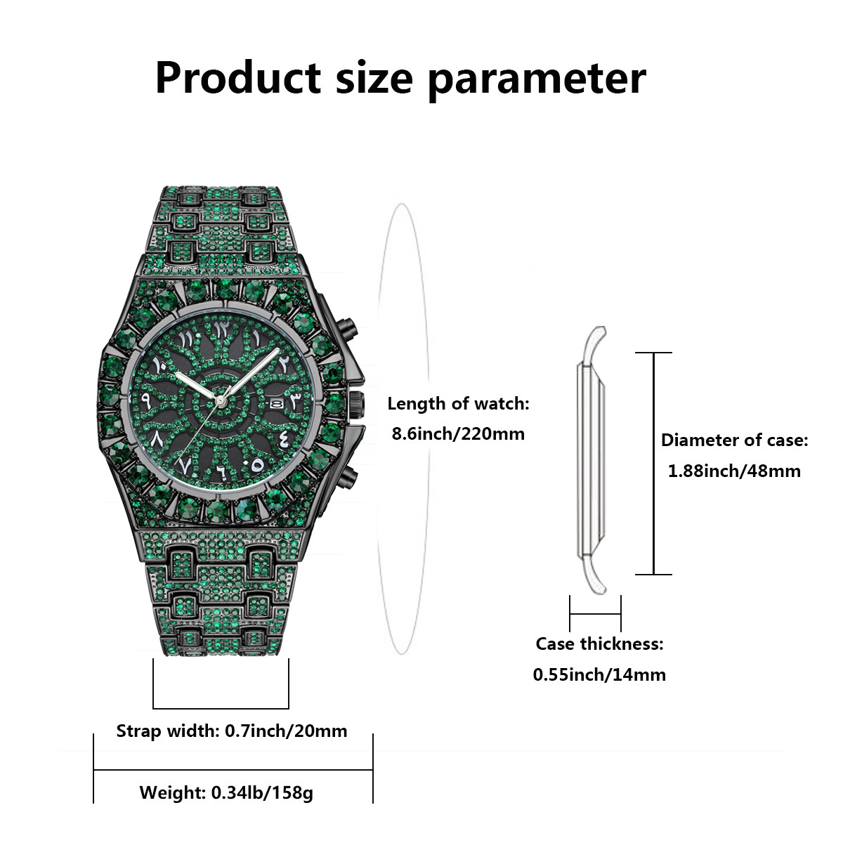 Hip Hop Yeşil Buzlu Kol Saati  - Jewelry And Watches Luxury Brand incelemesi ve fiyatı